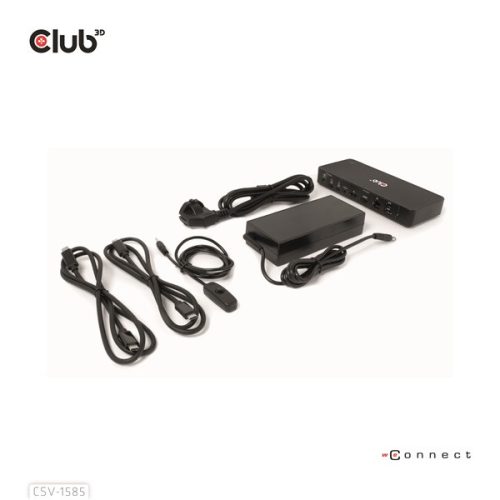 Club 3D KVM Switch - CSV-1585 (2xUSB-C to HDMI, DP, USB-C 100W PD3.0, 2xUSB-C, 3xUSB-A, 3,5 Jack, RJ45, 4k60Hz)