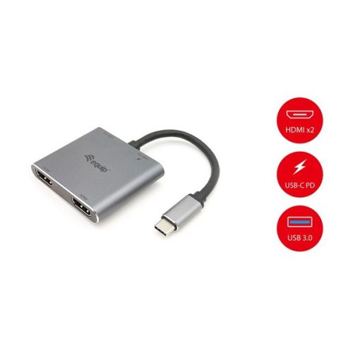 Equip Notebook Dokkoló - 133484 (Bemenet: USB-C, Kimenet: USB-C PD:100W/2x HDMI/VGA/USB3.0)