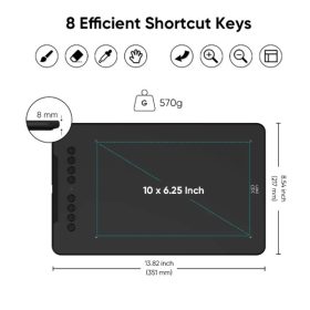   XP-PEN Grafikus tábla - Deco 01V3 (10"x6,25", 5080 LPI, PS 16k, 200 RPS, 8 gomb, USB)