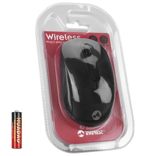 Everest Vezeték nélküli Egér - SM-18 Black (1600 DPI, 4gomb, optikai, fekete)