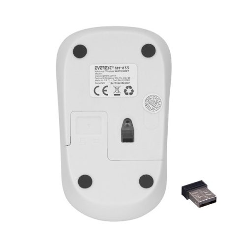 Everest Vezeték nélküli Egér - SM-833 White (1200 DPI, 3gomb, optikai, fehér)