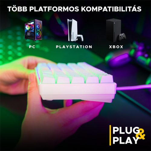 The G-Lab Gaming kit - 2 in 1 COMBO HYDROGEN W/HU (TKL billentyűzet, egér, 6200 DPI, RGB, USB-A, fehér, magyar)