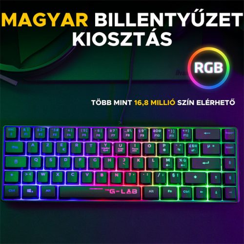 The G-Lab Gamer Billentyűzet - KEYZ HYDROGEN HU (RGB LED, TKL, USB, fekete, magyar)