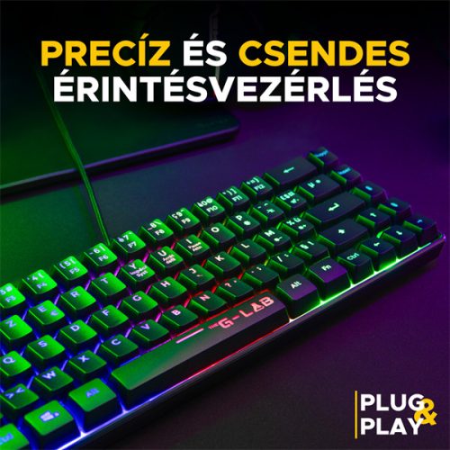 The G-Lab Gamer Billentyűzet - KEYZ HYDROGEN HU (RGB LED, TKL, USB, fekete, magyar)