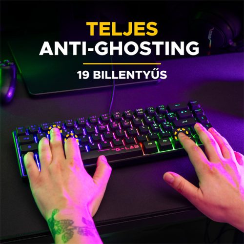 The G-Lab Gamer Billentyűzet - KEYZ HYDROGEN HU (RGB LED, TKL, USB, fekete, magyar)