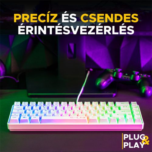 The G-Lab Gamer Billentyűzet - KEYZ HYDROGEN W/HU (RGB LED, TKL, USB, fehér, magyar)