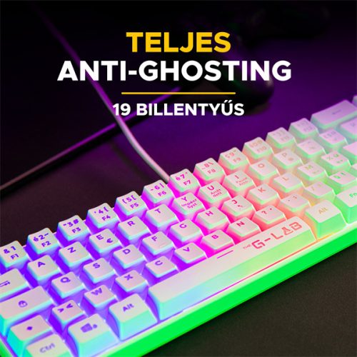The G-Lab Gamer Billentyűzet - KEYZ HYDROGEN W/HU (RGB LED, TKL, USB, fehér, magyar)