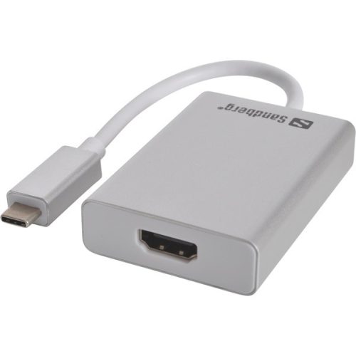 Sandberg Kábel Átalakító - USB-C to HDMI Link (ezüst; USB-C bemenet; HDMI (anya) kimenet; 2048x1152@32bit)