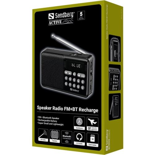 Sandberg Rádió - Speaker Radio FM+BT Recharge
