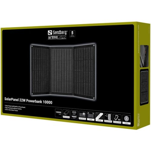 Sandberg Akkubank - SolarPanel 22W Powerbank 10000