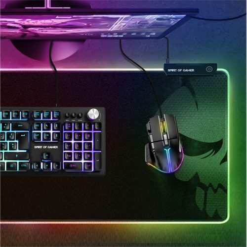 Spirit of Gamer Egérpad - Darkskull RGB - XXXL (RGB háttérvilágítás, USB Hub, 900 x 400 x 4mm; fekete)