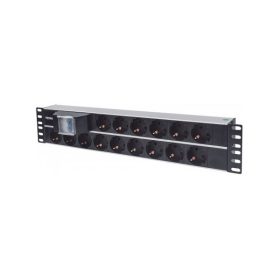   Manhattan elosztó - 19" 2U Rackmount elosztó, 15 aljzat, 3m, PDU
