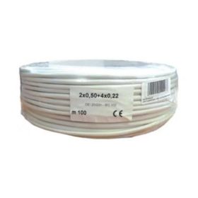   Biztonságtechnikai kábel, kék, 2+4 eres, 2x0,5+4x0,22 mm2, 100 m