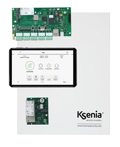 Ksenia lares 4.0 - 40 wls + ergo T + sw 4.0 + 50W táp szett - 40 zónás, hibrid központ szett