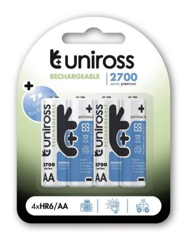 Uniross UN4AA2700 elem méretű akkumulátor, 1,2 V, 2,7 Ah