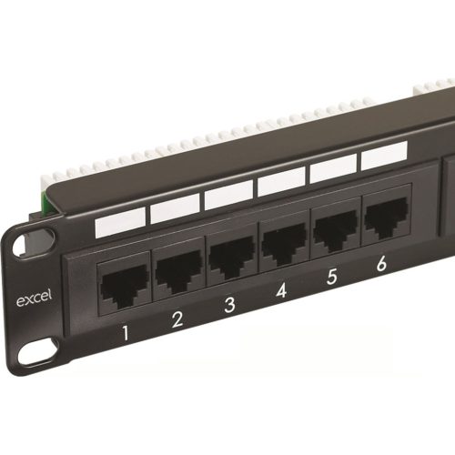 Cat.6 UTP 24 portos patchpanel, 1U, fekete EXCEL 100-304