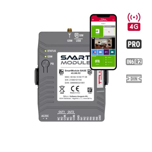 TELL gsmT4G_SMART_MODULE_BASE_DIN_RAIL_4G.IN6.R2 4G Kommunikátor