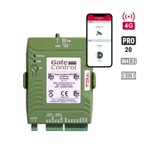 TELL gsmTGSM_Gate_Control_PRO_20_DIN_Rail-4G 2G, 4G Kapunyitó