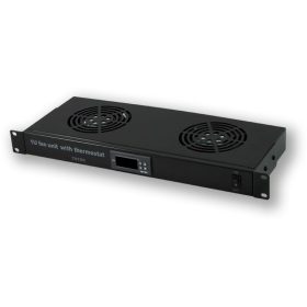 Ventilátor modul, 2 ventilátor, termosztát, 1U
