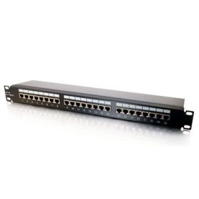Patchpanel, 24 port, Cat.5e, Árnyékolt, 1U, 19