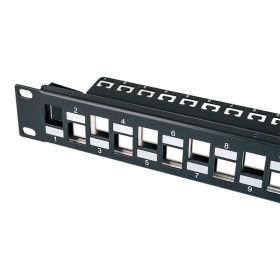 Patchpanel, 24 port, Cat.6A, FTP, Üres, 1U, 19