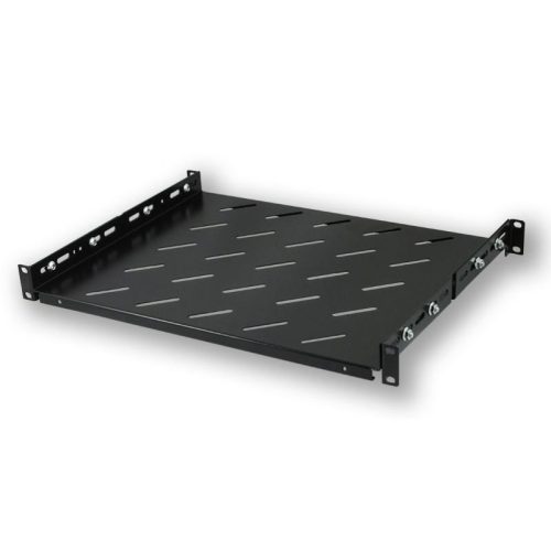 Techson tálca, 1U magas, perforált, 500 mm mély, elöl-hátul rögzíthető, rackszekrénybe