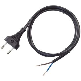   Tracon Csatlakozódugó kábellel, 2,5 A, 2 x 0,75 mm2, 2 m, fekete