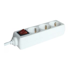   Tracon 3 fejes elosztó, 16 A, 3 x SHUKO, 3 x 1,5 mm2, 3 m, kapcsolóval, fehér