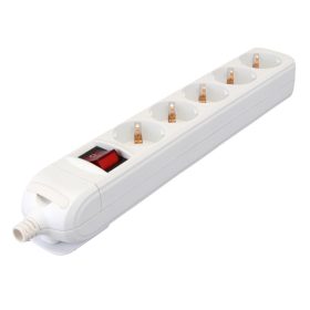   Tracon 5 fejes elosztó, 16 A, 5 x SHUKO, újravezetékelhető, kapcsolóval, fehér