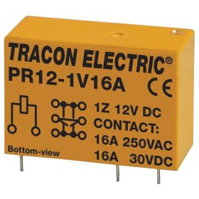   Tracon tracpr12-1V16A Print relé 12 V DC, 16 A, 1 váltóérintkezős