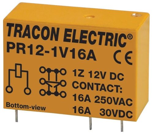 Tracon tracpr12-1V16A Print relé 12 V DC, 16 A, 1 váltóérintkezős