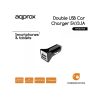 APPROX Telefon töltő autós - 2db USB2.0, 5V/3.1A, Fekete