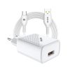 S-Link Hálózati töltő - SL-EC40T (1db USB, 5V/2.4A, 12W, Gyorstöltés, USB Type-C, 100cm adat+töltőkábel, fehér)