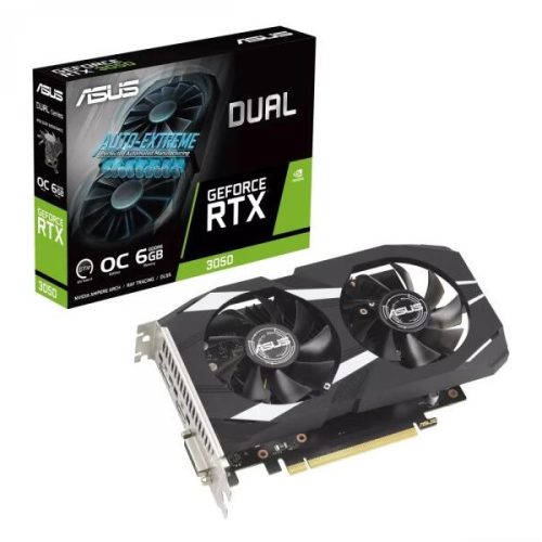 Asus Videokártya - nVidia DUAL-RTX3050-O6G (6144MB, GDDR6, 1507/14000 Mhz, 96bit, HDMI/DP/DVI)