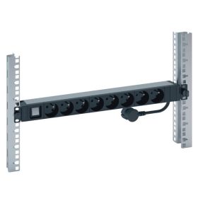   Legrand elosztó - (PDU), 19", 1U,  állapotjelzős kapcsolóval, 8 aljzat, gyermekvédett, 3 méter