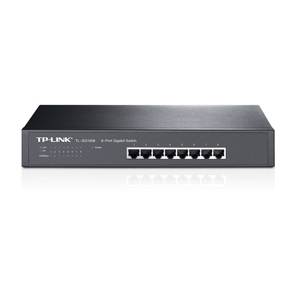TP-Link Switch - TL-SG1008 (8 port, 1000Mbps, fém ház, rackbe szerelhető)